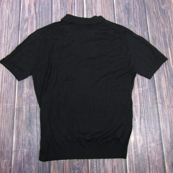Collars & Co Sweater Mens XL Black Short Sleeve Merino Wool Knit Polo NWT